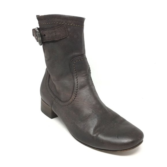 Women's Prada Ankle Boots Booties Shoes Size 37.5 EU/7.5 US Brown Distressed - Picture 1 of 12